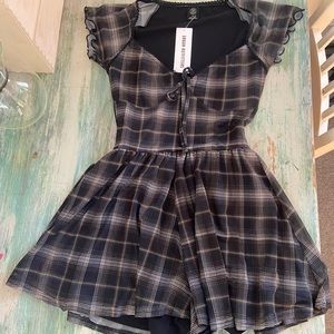 UO Urban Outfitters Milly Romper Black Plaid Multi